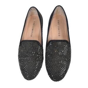 The Limited Blingy Black Loafers Womens 8 Holidays Rhinestone Jeweled Sparkly